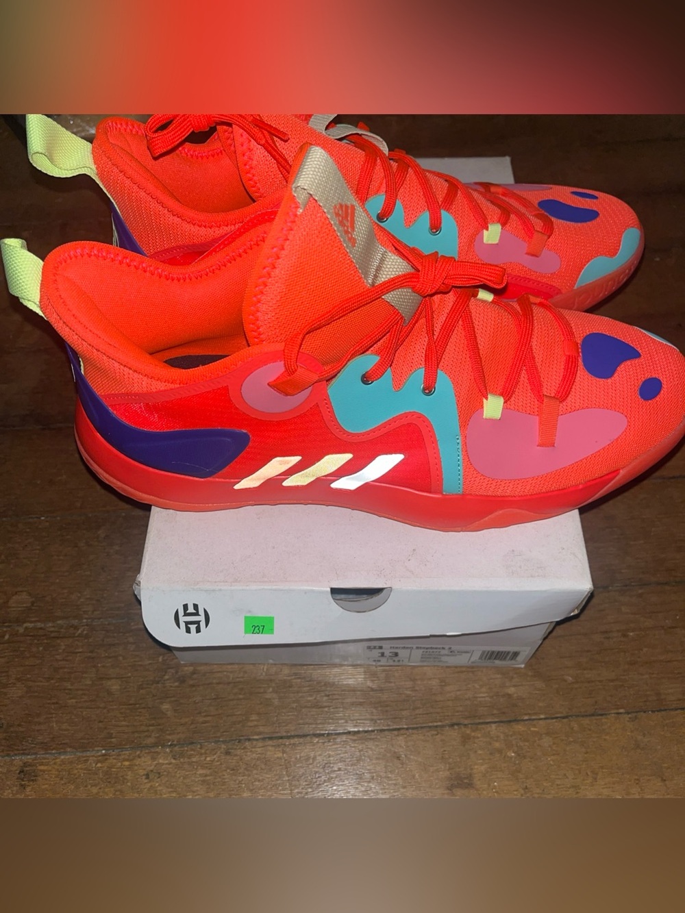 Adidas Harden Stepback 2 Mens 10 Basketball Shoes Solar Red Yellow Blue FZ1077